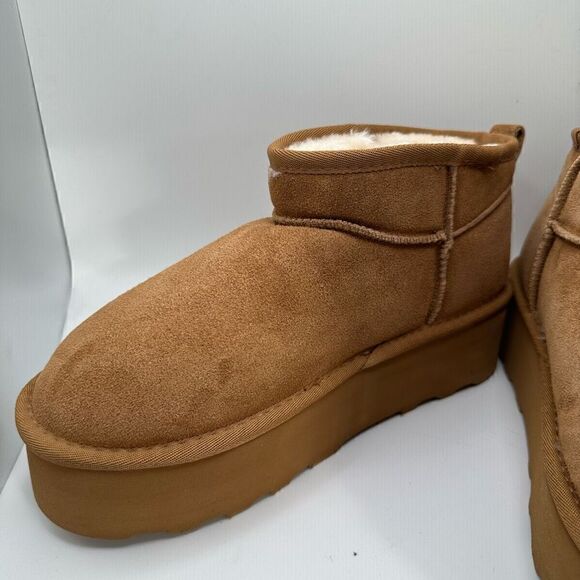 CUSHIONAIRE Women's Genuine Suede pull on platform boot +Memory Foam 9 CHESTNUT - Picture 7 of 7